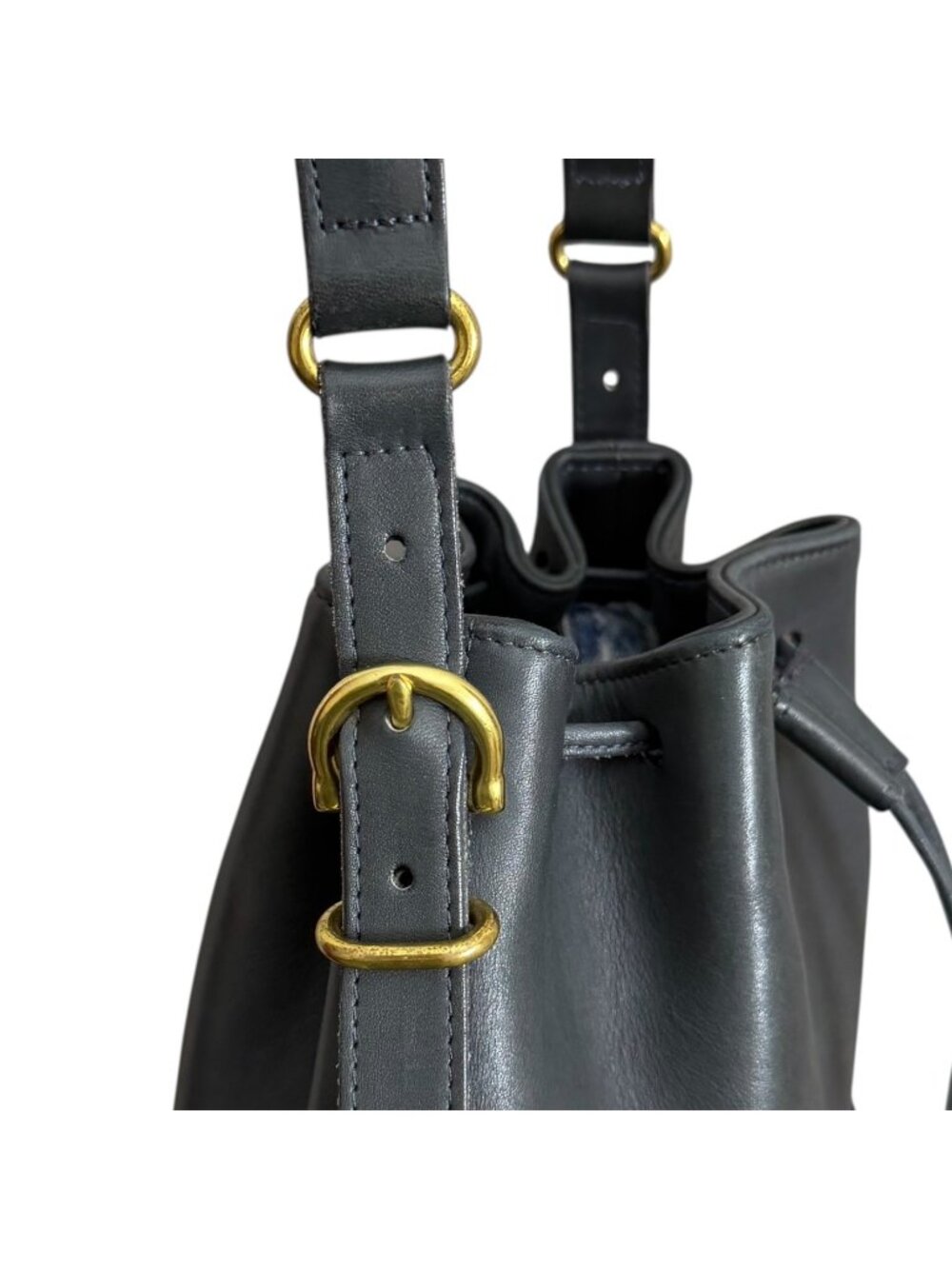 Vintage Coach 9804 Equestrian Bucket Bag Navy Drawstring Crossbody - Picture 8 of 11